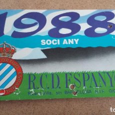 Coleccionismo deportivo: CARNET SOCIO/ SOCI RCD. ESPAÑOL / ESPANYOL ANUAL / ANY 1988