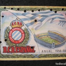Coleccionismo deportivo: RCD ESPAÑOL-R.C.D. ESPANYOL-ANUAL 1958 1959-CARNET DE SOCIO-VER FOTOS-(92.192). Lote 331647313