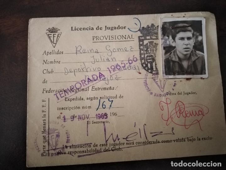 Sports collectibles: Licencia de Jugador Club Deportivo Badajoz. Temporada 1965/66.