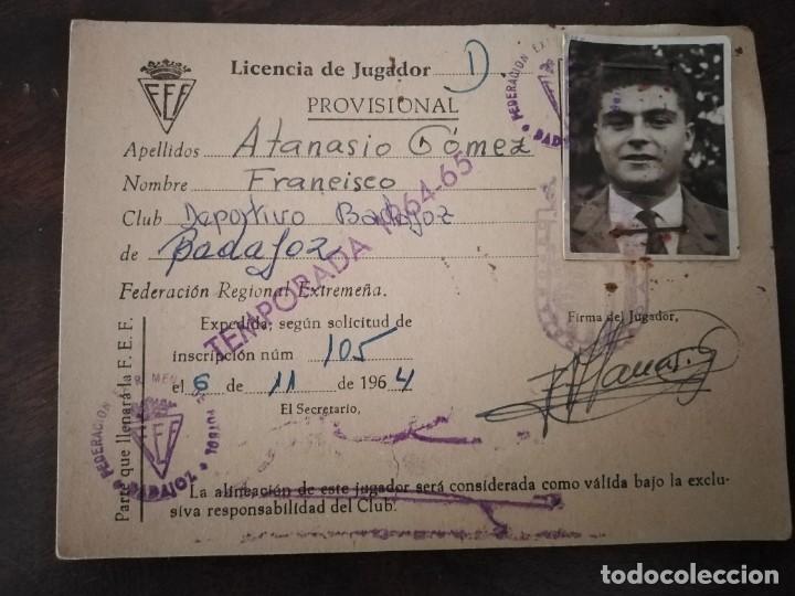 Sports collectibles: Licencia de Jugador Club Deportivo Badajoz. Temporada 1964/65.
