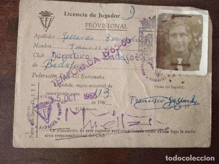 Sports collectibles: Licencia de Jugador Club Deportivo Badajoz. Temporada 1965/66.