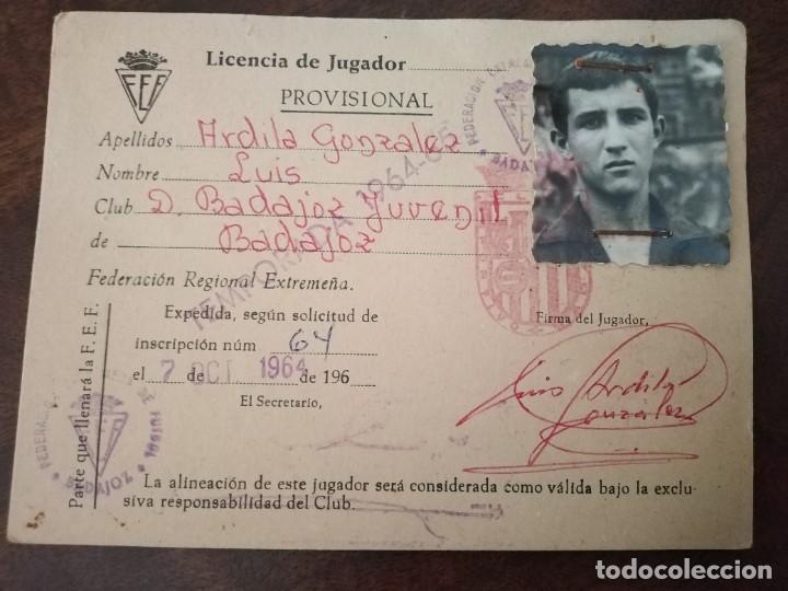 Sports collectibles: Licencia de Jugador Club Deportivo Badajoz. Temporada 1964/65.