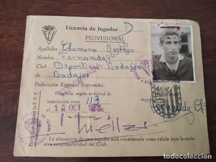 Sports collectibles: Licencia de Jugador Club Deportivo Badajoz. Temporada 1965 /66.