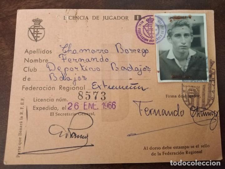 Sports collectibles: Licencia de Jugador Club Deportivo Badajoz. 1966.