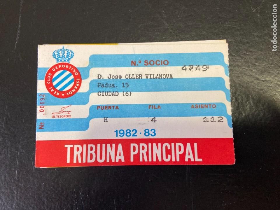 Coleccionismo deportivo: CARNET DE SOCIO DEL ESPA&Ntilde;OL 1982-83 - Foto 1
