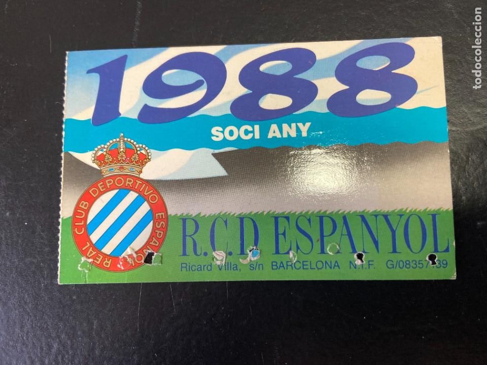 Coleccionismo deportivo: CARNET DE SOCIO DEL ESPA&Ntilde;OL 1988 - Foto 1