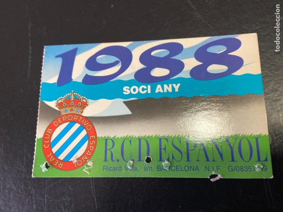 Coleccionismo deportivo: CARNET DE SOCIO DEL ESPA&Ntilde;OL 1988 - Foto 1