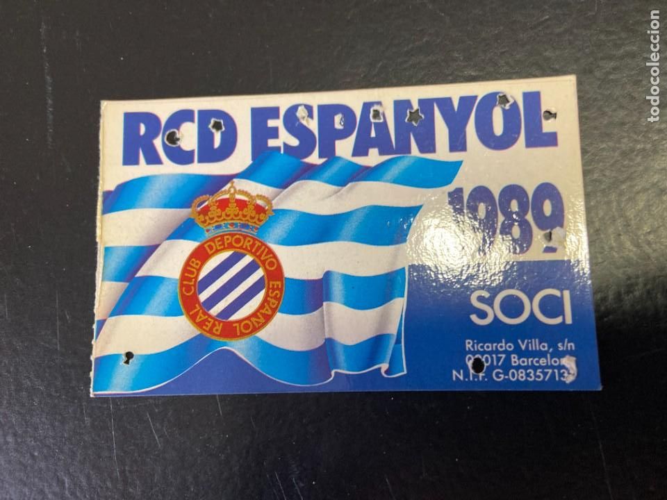 Coleccionismo deportivo: CARNET DE SOCIO DEL ESPA&Ntilde;OL 1989 - Foto 1