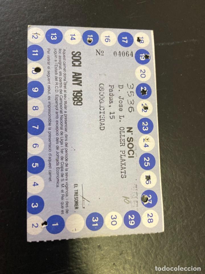 Coleccionismo deportivo: CARNET DE SOCIO DEL ESPA&Ntilde;OL 1989 - Foto 2