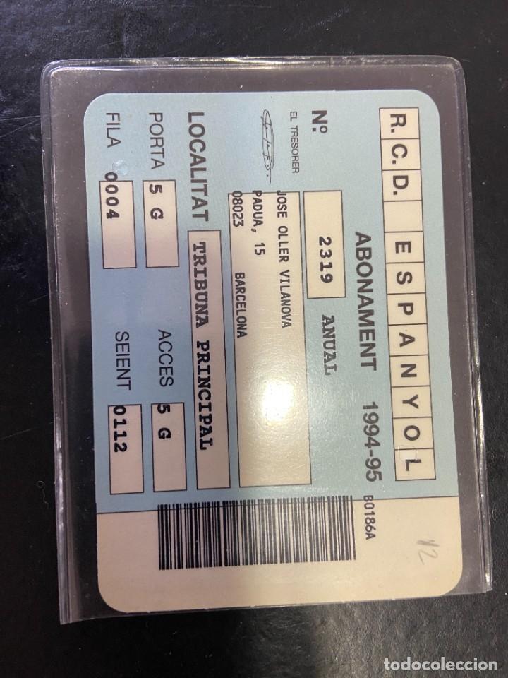 Coleccionismo deportivo: carnet de socio del espa&ntilde;ol 1994-95 - Foto 2