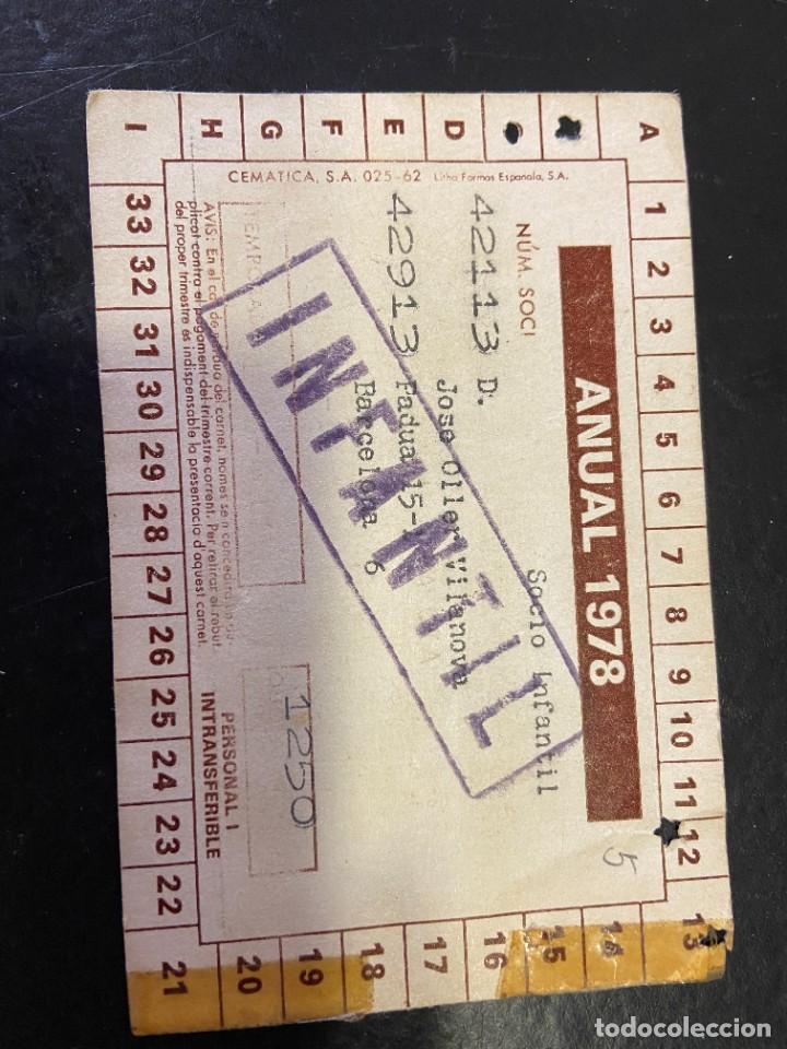 Coleccionismo deportivo: carnet de socio del barcelona 1978 - Foto 2