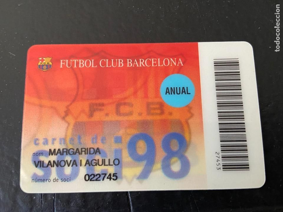 Coleccionismo deportivo: carnet socio del barcelona 98 - Foto 1