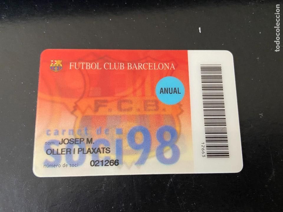 Coleccionismo deportivo: carnet socio del barcelona 98 - Foto 1