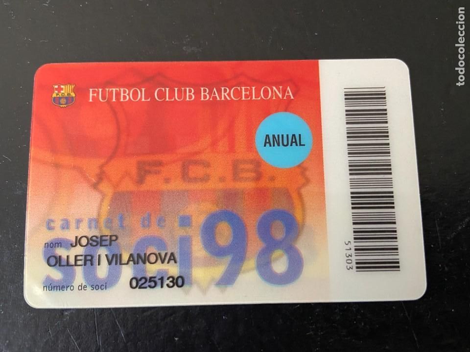 Coleccionismo deportivo: carnet socio del barcelona 98 - Foto 1
