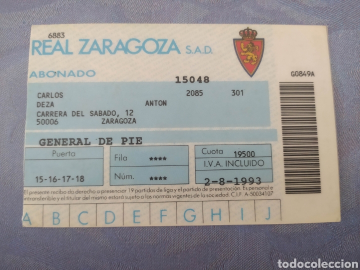 Coleccionismo deportivo: Carnet abonado Real Zaragoza - Foto 2