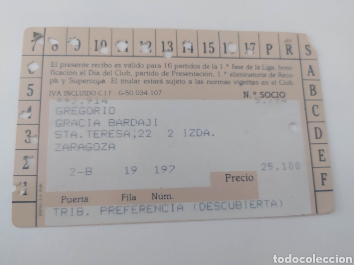 Coleccionismo deportivo: Carnet abonado Real Zaragoza - Foto 2