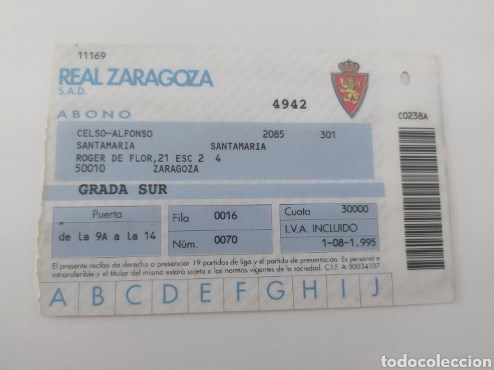 Coleccionismo deportivo: Carnet de abonado Real Zaragoza - Foto 2