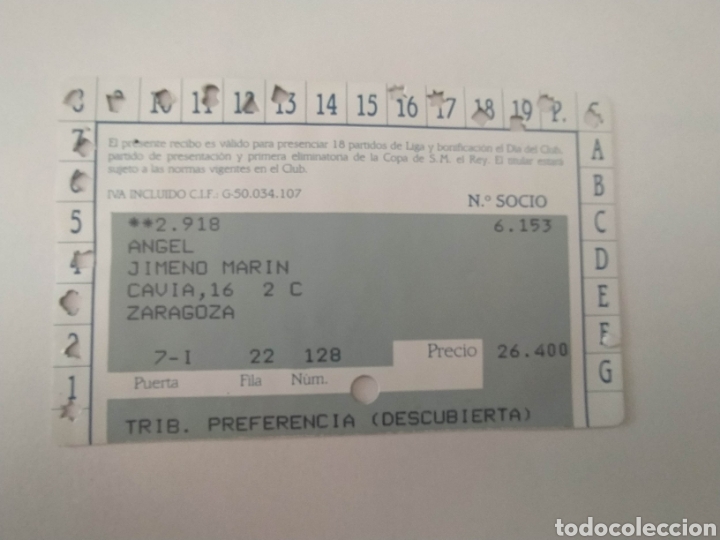 Coleccionismo deportivo: Carnet abonado Real Zaragoza - Foto 2
