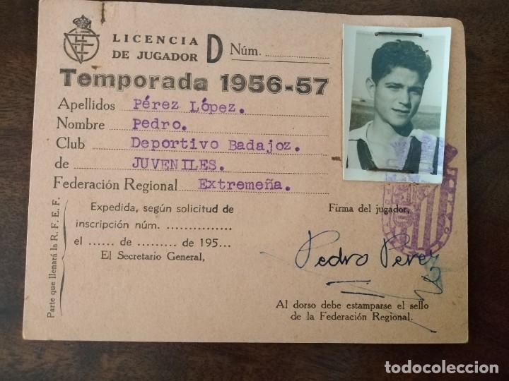 Sports collectibles: Licencia Jugador Club Deportivo Badajoz. Temporada 1956/57