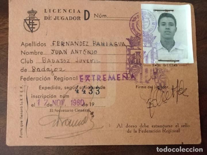 Sports collectibles: Licencia de Jugador Club Deportivo Badajoz. Temporada 1960 /61