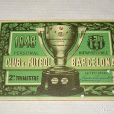 Coleccionismo deportivo: CARNET CLUB DE FUTBOL BARCELONA AÑO 1946 - 2 TRIMESTRE, BUEN ESTADO. Lote 362898655