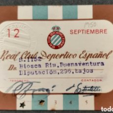 Coleccionismo deportivo: CARNET ANTIGUO DE SOCIO RCD ESPANYOL 1950 CON ESCUDO GRABADO. Lote 366445211