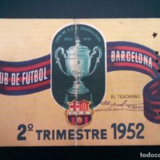 Coleccionismo deportivo: CARNET DE SOCIO F.C. BARCELONA AÑO 1952 , MUY DIFICIL ,