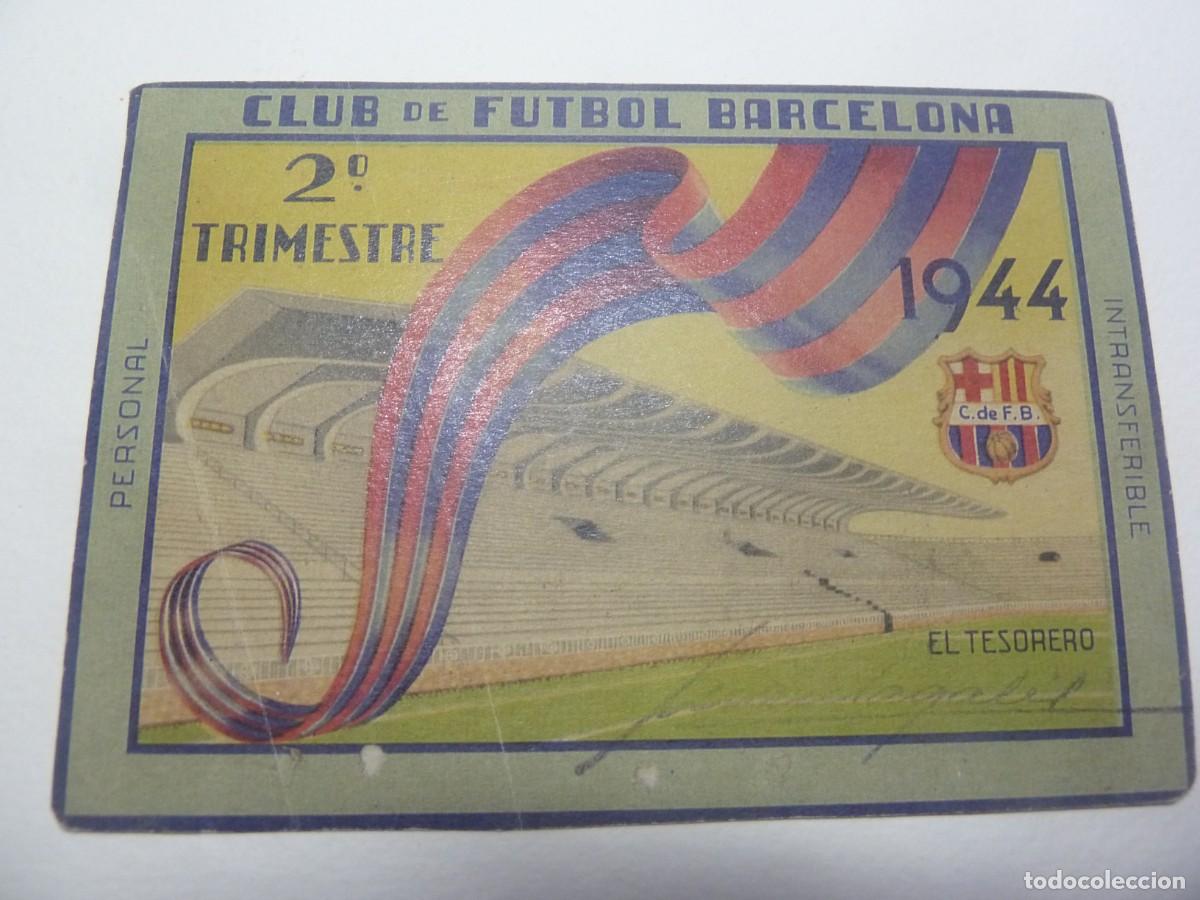 Sports collectibles: PASE PERSONAL CLUB DE FUTBOL BARCELONA A&Ntilde;O 1944