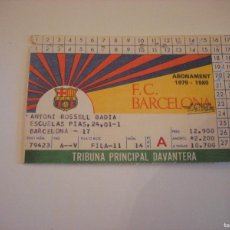 Coleccionismo deportivo: F.C. BARCELONA , CARNET DE SOCIO ABONAMENT 1979/1980. TRIBUNA PRINCIPAL DEVANTERA.. Lote 376122229