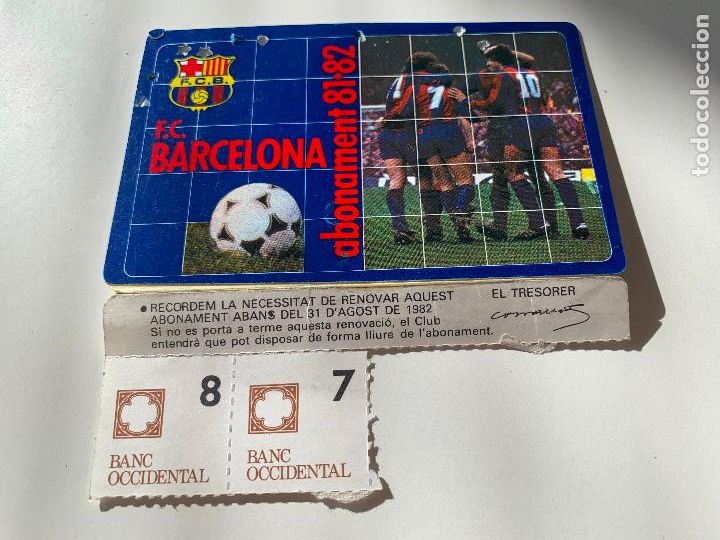 Sports collectibles: 1981-82 antiguo Carnet o abono Futbol Club Barcelona, FCB. tribuna.