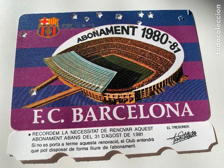 Sports collectibles: 1980-81 antiguo Carnet o abono Futbol Club Barcelona, FCB. tribuna.