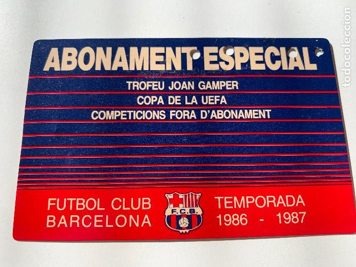 Sports collectibles: 1986-87 antiguo Carnet o abono Futbol Club Barcelona, FCB. tribuna.