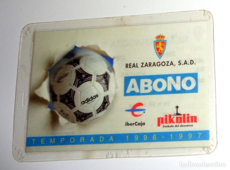 Sports collectibles: ABONO CARNET SOCIO F&Uacute;TBOL REAL ZARAGOZA TEMPORADA LIGA 1996-1997 96/97. ANTIGUO. JUVENIL