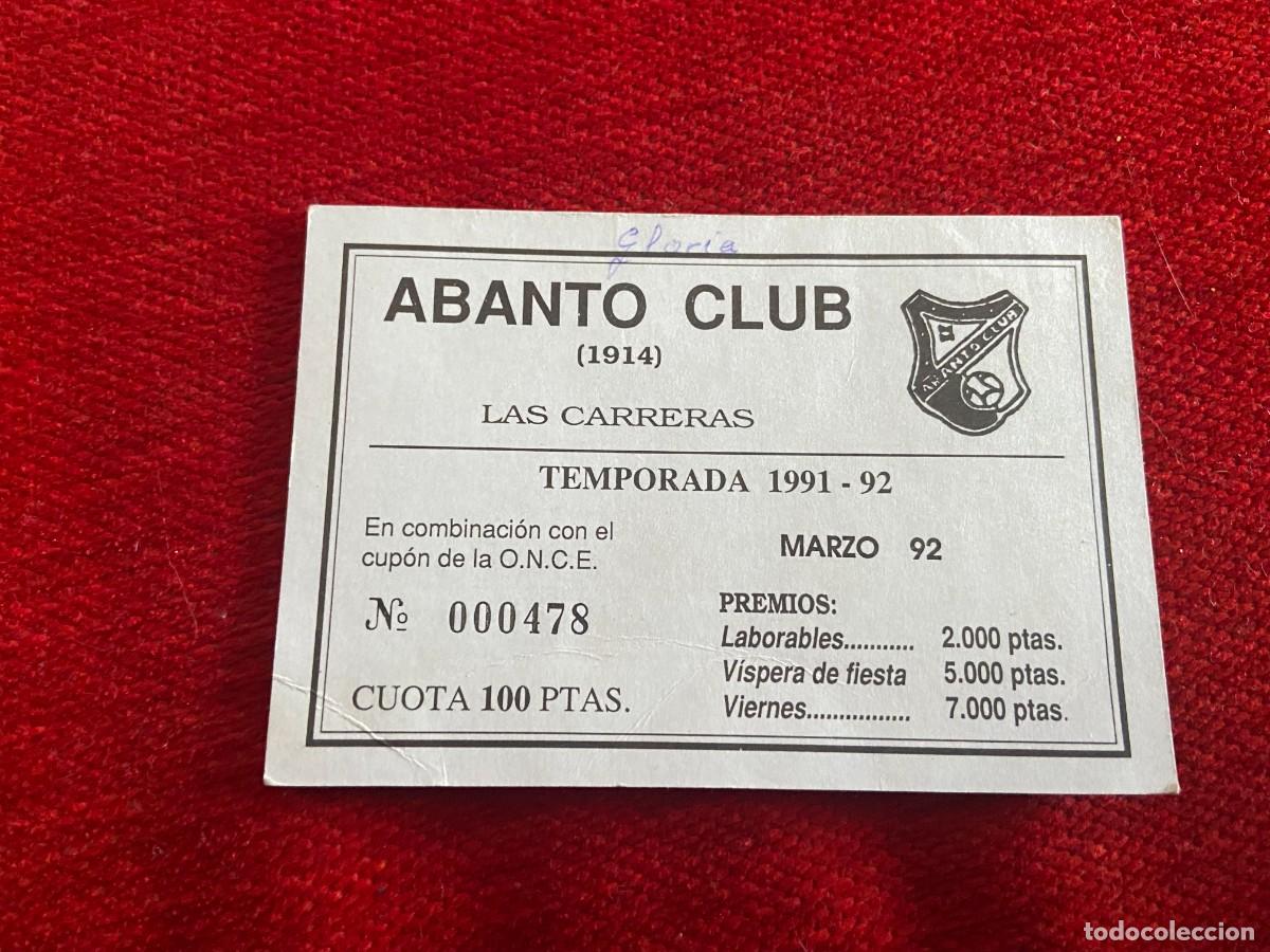 Sports collectibles: R21027 CARNET SOCIO ABONADO ABANTO CLUB LAS CARRERAS TEMPORADA 1991 1992 LOTERIA
