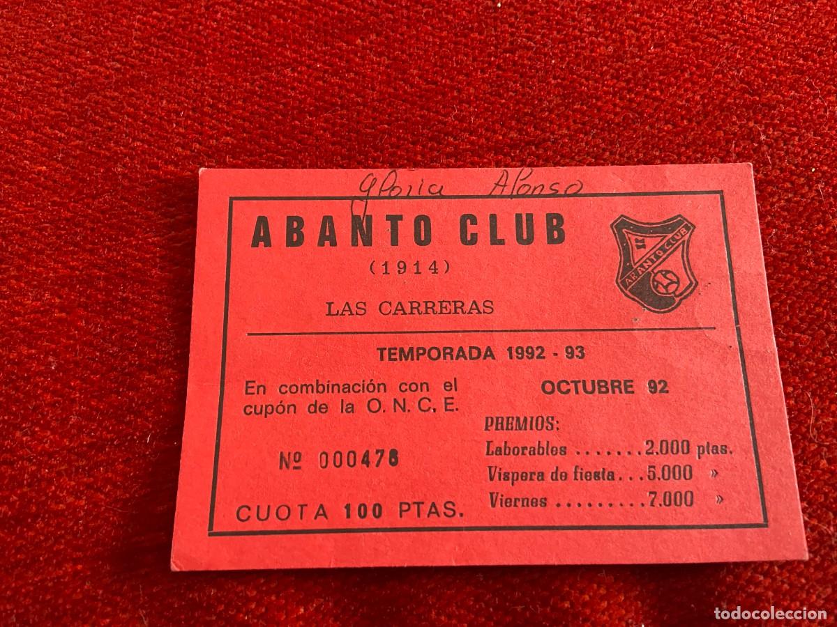 Sports collectibles: R21029 CARNET SOCIO ABONADO ABANTO CLUB LAS CARRERAS TEMPORADA 1992 1993 LOTERIA