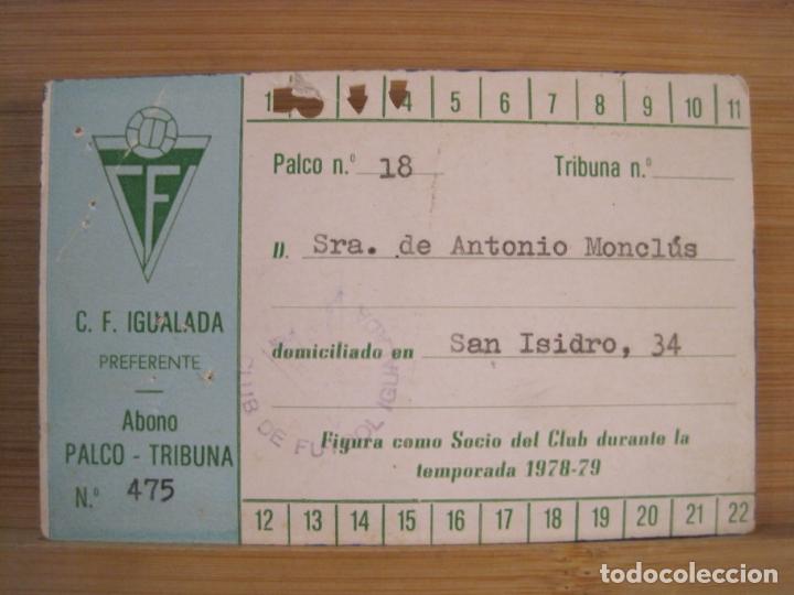 Sports collectibles: CF IGUALADA-CARNET SOCIO FUTBOL-A&Ntilde;O 1978 1979-VER FOTOS-(100.793)