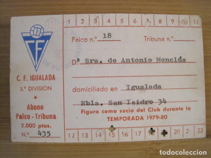 Sports collectibles: CF IGUALADA-CARNET SOCIO FUTBOL-A&Ntilde;O 1979 1980-VER FOTOS-(100.795)
