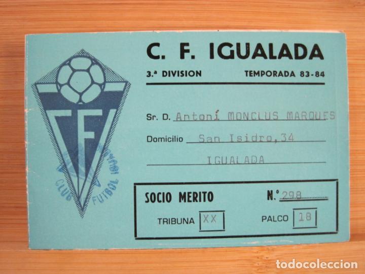 Sports collectibles: CF IGUALADA-CARNET SOCIO FUTBOL-A&Ntilde;O 1983 1984-VER FOTOS-(100.796)