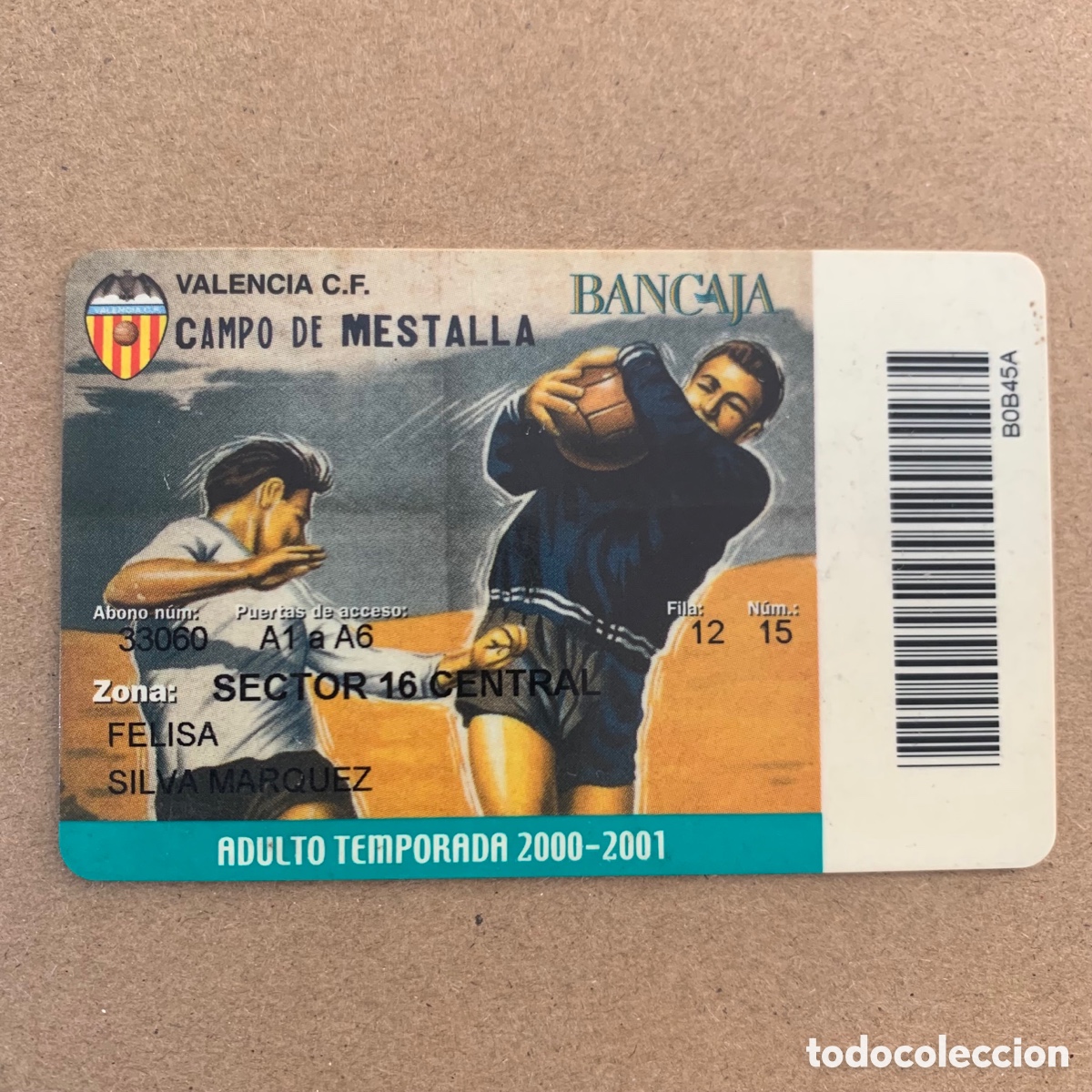 Sammelleidenschaft Sport: Carnet de socio abono pase tarjeta temporada 2000-2001 valencia cf mestalla bancaja