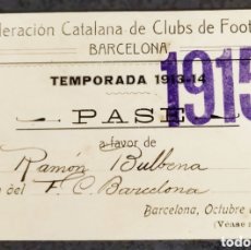 Coleccionismo deportivo: CARNET PASE DIRECTIVO FC BARCELONA 1915 FEDERACION CATALANA FUTBOL FOOT-BALL. Lote 396790384