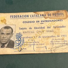 Coleccionismo deportivo: CARNET DE ENTRENADOR DE MANUEL CROS GRAU 1961. FEDERACIÓN CATALANA FUTBOL. ARTIFUTBOL.. Lote 400932774