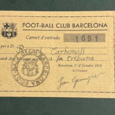 Coleccionismo deportivo: CARNET FIRMADO POR EL PRESIDENTE JOAN GAMPER 1918 FOOT-BALL CLUB BARCELONA. ARTIFUTBOL. Lote 400955544