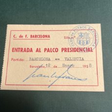 Coleccionismo deportivo: PALCO DE HONOR CLUB DE FÚTBOL BARCELONA-VALÈNCIA 1958. ARTIFUTBOL. Lote 401011249
