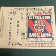Coleccionismo deportivo: FUTBOL CLUB BARCELONA. CARNET TRIMESTRAL. 2º TRIMESTRE 1933.. ARTIFUTBOL. Lote 401011344