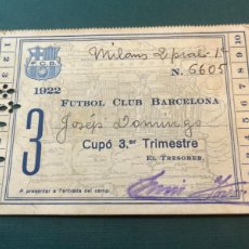 Coleccionismo deportivo: CARNET 3ER TRIMESTRE F.C.BARCELONA AÑO 1922. ARTIFUTBOL.. Lote 401398769