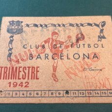 Coleccionismo deportivo: CARNET DE SOCIO , CLUB DE FÚTBOL BARCELONA 1942, 4TO TRIMESTRE . ARTIFUTBOL. Lote 401539184