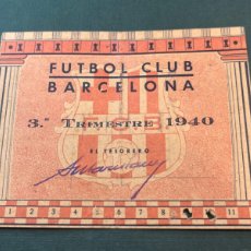 Coleccionismo deportivo: CARNET DE SOCIO , CLUB DE FÚTBOL BARCELONA 1940, 3ER TRIMESTRE . ARTIFUTBOL. Lote 401539959