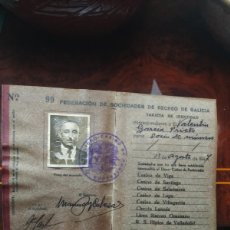 Coleccionismo deportivo: LICEO CASINO DE PONTEVEDRA.. CARNET DE SOCIO.. TARJETA DE IDENTIDAD.. AÑO 1947