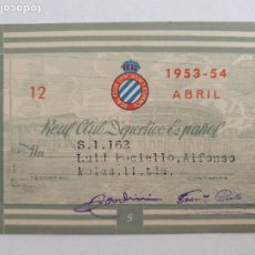 Coleccionismo deportivo: REAL CLUB DEPORTIVO ESPAÑOL - CARNET MENSUAL ABRIL 1953-54