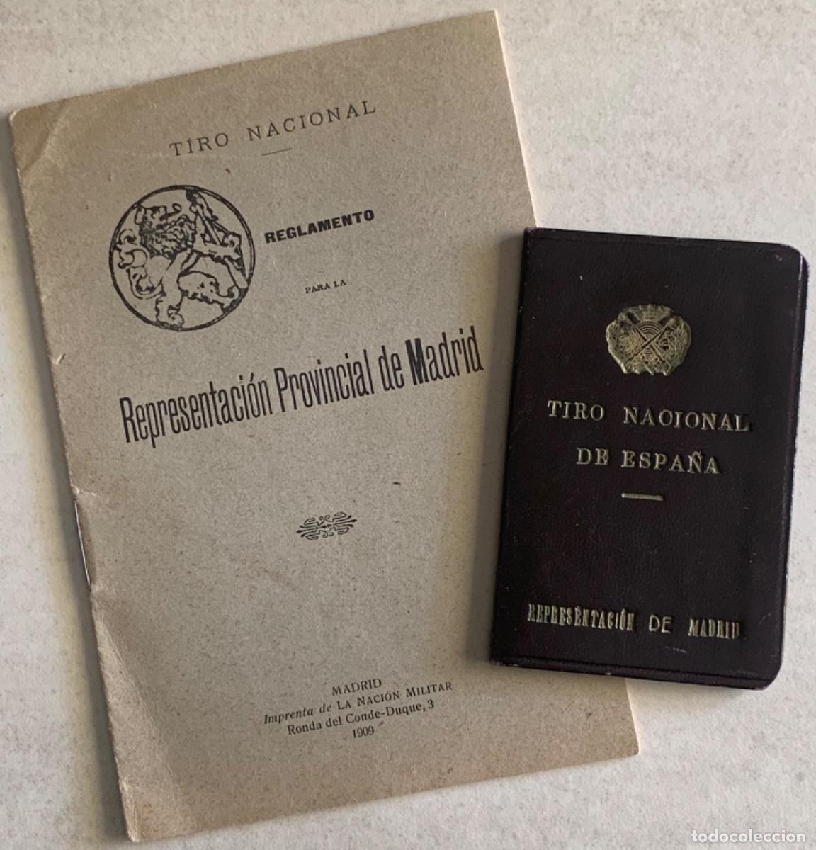 Sports collectibles: CARNET SOCIO 1951- TIRO NACIONAL DE ESPA&Ntilde;A - REPRESENTACI&Oacute;N MADRID - DOCUMENTO REGLAMENTO TIRO 1909